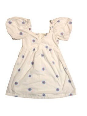 Altar'd State White Cotton Boho Smocked Puff Sleeve Mini Dress size Small